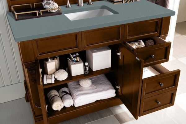 James Martin 147-114-5276-3CBL Brookfield 48 Inch Single Vanity Cabinet with Cala Blue Quartz Top - Country Oak