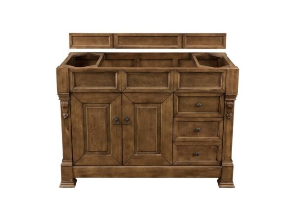 James Martin 147-114-5276-3CSP Brookfield 48 Inch Country Oak Single Vanity with Drawers with 3 cm Charcoal Soapstone Quartz Top with Sink