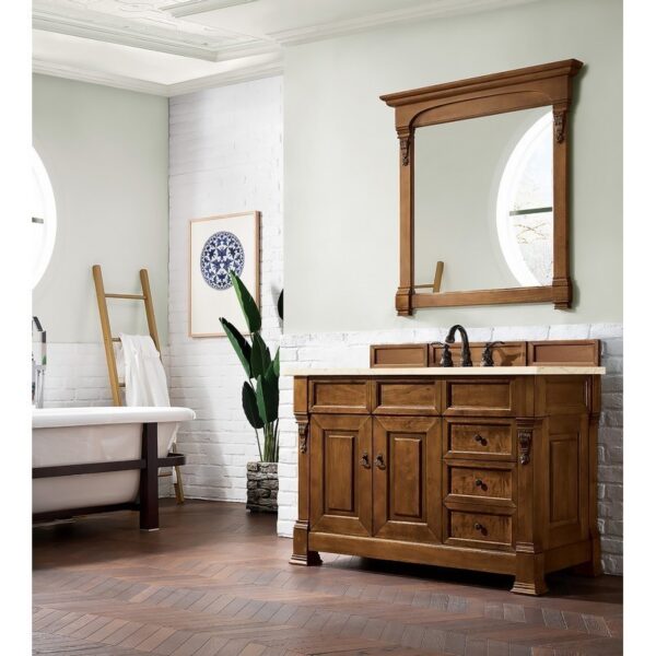 James Martin 147-114-5276-3EMR Brookfield 48 Inch Country Oak Single Vanity with 3 CM Eternal Marfil Quartz Top