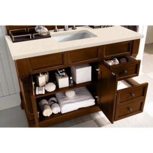 James Martin 147-114-5276-3EMR Brookfield 48 Inch Country Oak Single Vanity with 3 CM Eternal Marfil Quartz Top