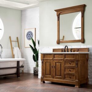 James Martin 147-114-5276-3ENC Brookfield 48 Inch Single Vanity Cabinet with Ethereal Noctis Quartz Top - Country Oak