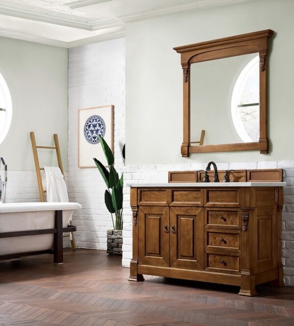 James Martin 147-114-5276-3ENC Brookfield 48 Inch Single Vanity Cabinet with Ethereal Noctis Quartz Top - Country Oak