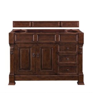 James Martin 147-114-5286-3AF Brookfield 48 Inch Warm Cherry Single Vanity with Drawers with 3 cm Arctic Fall Solid Surface Top