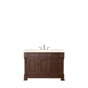 James Martin 147-114-5286-3EMR Brookfield 48 Inch Warm Cherry Single Vanity with 3 CM Eternal Marfil Quartz Top