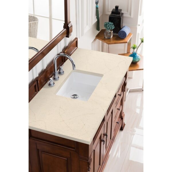 James Martin 147-114-5286-3EMR Brookfield 48 Inch Warm Cherry Single Vanity with 3 CM Eternal Marfil Quartz Top