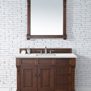 James Martin 147-114-5286-3ENC Brookfield 48 Inch Single Vanity Cabinet with Ethereal Noctis Quartz Top - Warm Cherry