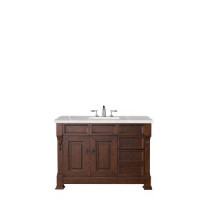 James Martin 147-114-5286-3ESR Brookfield 48 Inch Warm Cherry Single Vanity with 3 CM Eternal Serena Quartz Top