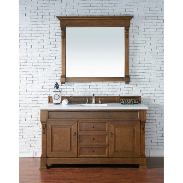 James Martin 147-114-53-3WZ Brookfield 60 Inch Single Vanity with 3cm White Zeus Quartz Top