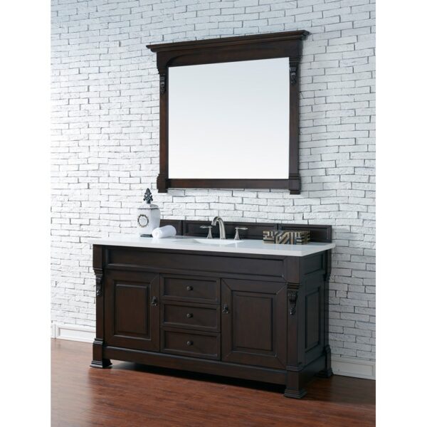 James Martin 147-114-53-3WZ Brookfield 60 Inch Single Vanity with 3cm White Zeus Quartz Top