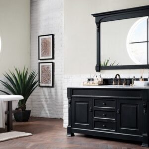 James Martin 147-114-5331-3AF Brookfield 60 Inch Antique Black Single Vanity with 3 cm Arctic Fall Solid Surface Top