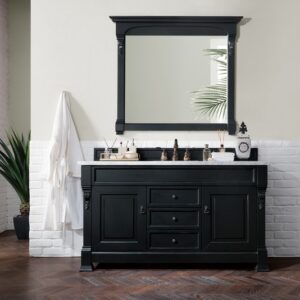 James Martin 147-114-5331-3CAR Brookfield 60 Inch Antique Black Single Vanity with 3 cm Carrara Marble Top