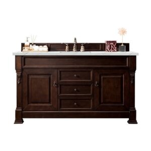 James Martin 147-114-5361-3ENC Brookfield 60 Inch Single Vanity Cabinet with Ethereal Noctis Quartz Top - Burnished Mahogany