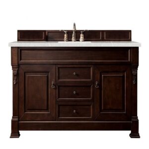 James Martin 147-114-5361-3ESR Brookfield 60 Inch Burnished Mahogany Single Vanity with 3 CM Eternal Serena Quartz Top