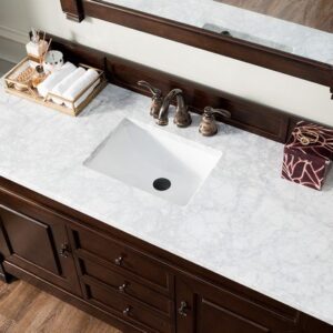 James Martin 147-114-5361-3CAR Brookfield 60 Inch Burnished Mahogany Single Vanity with 3 cm Carrara Marble Top