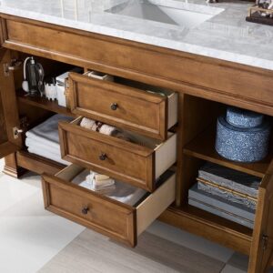 James Martin 147-114-5371-3CAR Brookfield 60 Inch Country Oak Single Vanity with 3 cm Carrara Marble Top