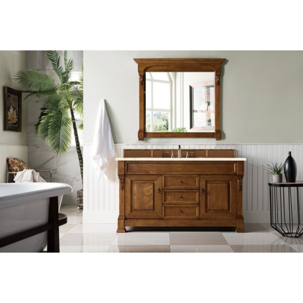 James Martin 147-114-5371-3EMR Brookfield 60 Inch Country Oak Single Vanity with 3 CM Eternal Marfil Quartz Top