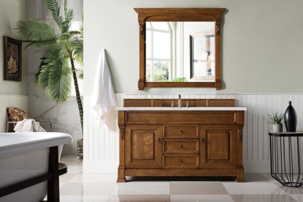 James Martin 147-114-5371-3ENC Brookfield 60 Inch Single Vanity Cabinet with Ethereal Noctis Quartz Top - Country Oak