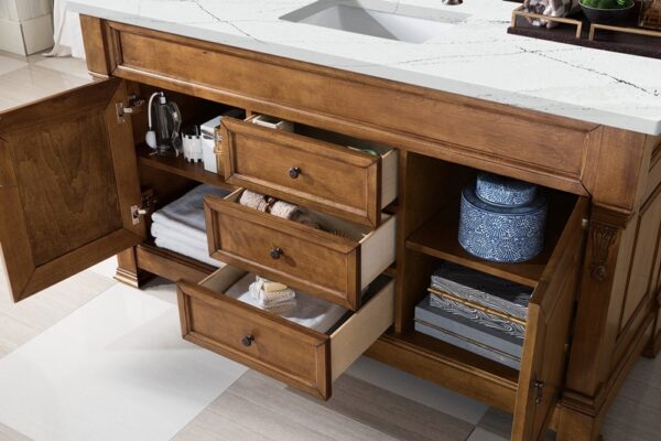 James Martin 147-114-5371-3ENC Brookfield 60 Inch Single Vanity Cabinet with Ethereal Noctis Quartz Top - Country Oak