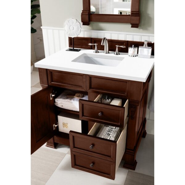 James Martin 147-114-55-3WZ Brookfield 36 Inch Single Vanity with 3cm White Zeus Quartz Top