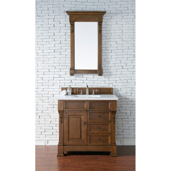 James Martin 147-114-55-3WZ Brookfield 36 Inch Single Vanity with 3cm White Zeus Quartz Top