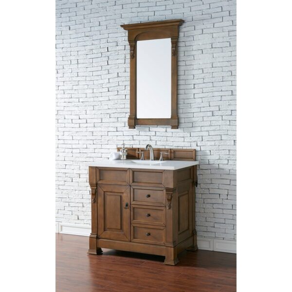 James Martin 147-114-55-3WZ Brookfield 36 Inch Single Vanity with 3cm White Zeus Quartz Top