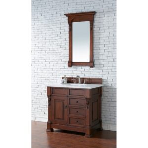 James Martin 147-114-55-3WZ Brookfield 36 Inch Single Vanity with 3cm White Zeus Quartz Top