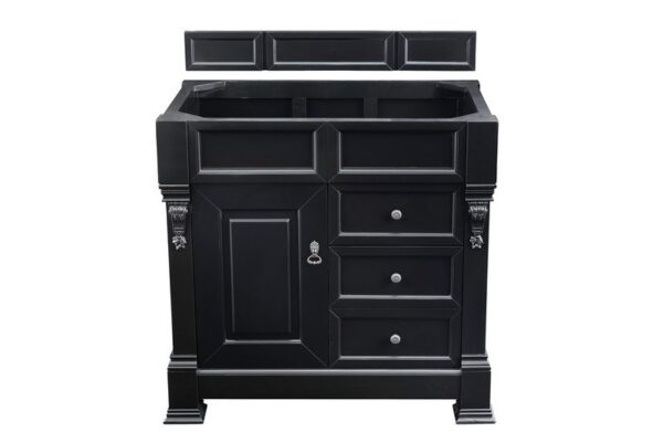 James Martin 147-114-5536-3CSP Brookfield 36 Inch Antique Black Single Vanity with Drawers with 3 cm Charcoal Soapstone Quartz Top with Sink