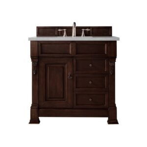 James Martin 147-114-5566-3ESR Brookfield 36 Inch Burnished Mahogany Single Vanity with 3 CM Eternal Serena Quartz Top