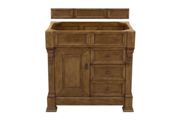 James Martin 147-114-5576-3CAR Brookfield 36 Inch Country Oak Single Vanity with Drawers with 3 cm Carrara Marble Top