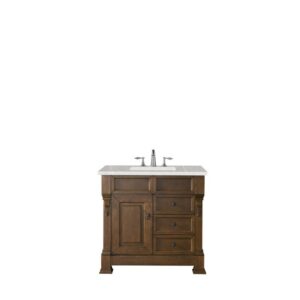 James Martin 147-114-5576-3ESR Brookfield 36 Inch Country Oak Single Vanity with 3 CM Eternal Serena Quartz Top