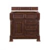 James Martin 147-114-5586-3AF Brookfield 36 Inch Warm Cherry Single Vanity with Drawers with 3 cm Arctic Fall Solid Surface Top