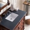 James Martin 147-114-5586-3CSP Brookfield 36 Inch Warm Cherry Single Vanity with Drawers with 3 cm Charcoal Soapstone Quartz Top with Sink