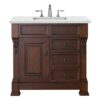 James Martin 147-114-5586-3ENC Brookfield 36 Inch Single Vanity Cabinet with Ethereal Noctis Quartz Top - Warm Cherry