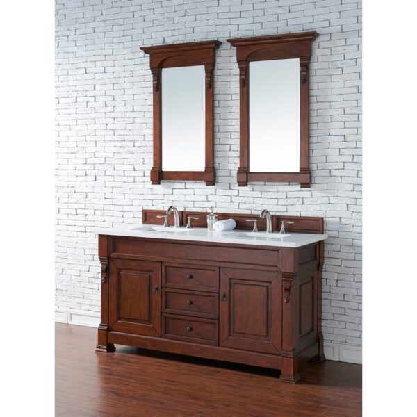 James Martin 147-114-56-3WZ Brookfield 60 Inch Double Vanity with 3cm White Zeus Quartz Top