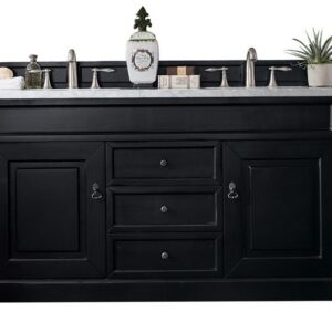 James Martin 147-114-5631-3AF Brookfield 60 Inch Antique Black Double Vanity with 3 cm Arctic Fall Solid Surface Top