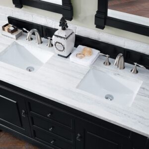 James Martin 147-114-5631-3AF Brookfield 60 Inch Antique Black Double Vanity with 3 cm Arctic Fall Solid Surface Top