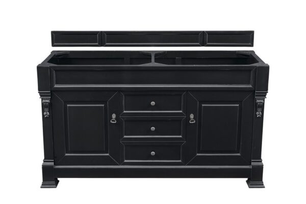 James Martin 147-114-5631-3EJP Brookfield 60 Inch Antique Black Double Vanity with 3 cm Eternal Jasmine Pearl Quartz Top with Sink