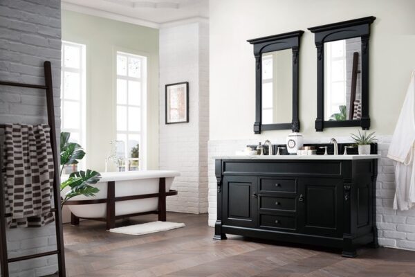 James Martin 147-114-5631-3ENC Brookfield 60 Inch Double Vanity Cabinet with Ethereal Noctis Quartz Top - Antique Black