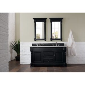 James Martin 147-114-5631-3ESR Brookfield 60 Inch Antique Black Double Vanity with 3 CM Eternal Serena Quartz Top