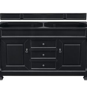 James Martin 147-114-5631-3GEX Brookfield 60 Inch Antique Black Double Vanity with 3 cm Grey Expo Quartz Top with Sink