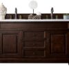 James Martin 147-114-5661-3CAR Brookfield 60 Inch Burnished Mahogany Double Vanity with 3 cm Carrara Marble Top