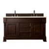 James Martin 147-114-5661-3EMR Brookfield 60 Inch Burnished Mahogany Double Vanity with 3 CM Eternal Marfil Quartz Top