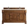 James Martin 147-114-5671-3EMR Brookfield 60 Inch Country Oak Double Vanity with 3 CM Eternal Marfil Quartz Top