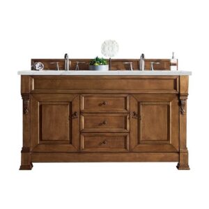 James Martin 147-114-5671-3ENC Brookfield 60 Inch Double Vanity Cabinet with Ethereal Noctis Quartz Top - Country Oak