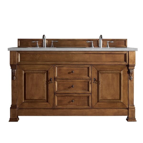 James Martin 147-114-5671-3ESR Brookfield 60 Inch Country Oak Double Vanity with 3 CM Eternal Serena Quartz Top