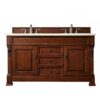 James Martin 147-114-5681-3EMR Brookfield 60 Inch Warm Cherry Double Vanity with 3 CM Eternal Marfil Quartz Top