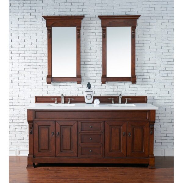 James Martin 147-114-57-3WZ Brookfield 72 Inch Double Vanity with 3cm White Zeus Quartz Top