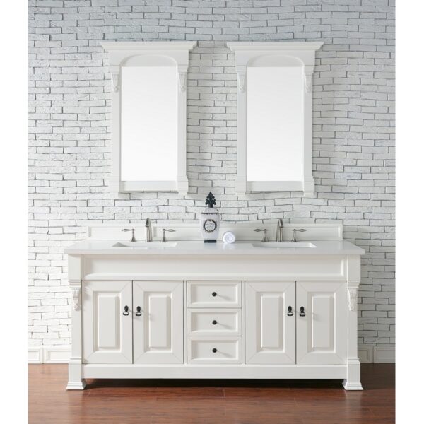 James Martin 147-114-57-3WZ Brookfield 72 Inch Double Vanity with 3cm White Zeus Quartz Top