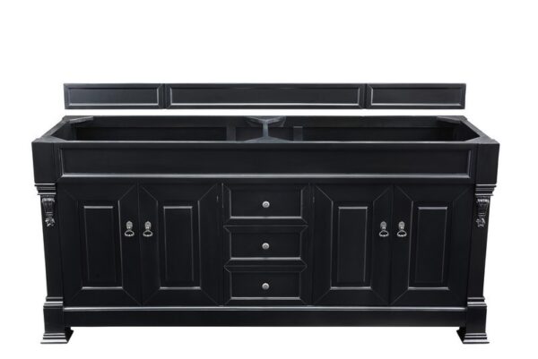 James Martin 147-114-5731-3CSP Brookfield 72 Inch Antique Black Double Vanity with 3 cm Charcoal Soapstone Quartz Top with Sink