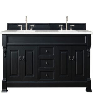 James Martin 147-114-5731-3ESR Brookfield 72 Inch Antique Black Double Vanity with 3 CM Eternal Serena Quartz Top